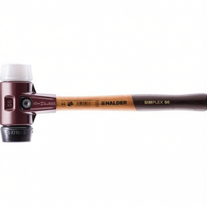 Soft-Faced <b>Hammer</b> 350mm Length 50mm Head Diameter Medium-Hard Wood/Rubber Black/White HALDER - Product Image 3