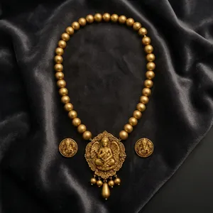 KOTTRAVAI Ensemble de colliers en laiton plaqué or avec pendentif ange et pièces de monnaie Ganesha, bijoux religieux pour femmes, cadeau de mariage ou de fête - Product Image 1