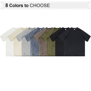 เสื้อยืดสำหรับผู้ชายเสื้อยืดโอเวอร์ไซส์ผ้าฝ้าย100% วินเทจผ้ากรดซัก300แกรมสไตล์วินเทจ - Product Image 2