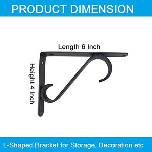 New Design Heavy-Duty Wall Hanging L-Shaped Metal Bracket Art Deco Black Powder Coating Functional Bracket Decorative Purpose - Product Image 3
