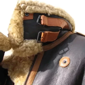 Best Price Mens Brown/Black <b>Sheepskin</b> Fur Real Leather <b>Jacket</b> Bomber <b>Jacket</b> - Product Image 3