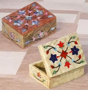 Joyero de mármol de alta demanda con detalles dorados para caja de almacenamiento de pendientes de collar disponible en embalaje personalizado de La India - Product Image 1