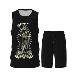 Conjunto de uniforme de baloncesto para hombre con logotipo personalizado transpirable de talla grande con posición de logotipo frontal - Product Image 2