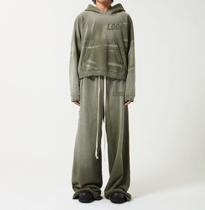 Personnalisé Surdimensionné 400gsm French Terry Baggy Sun Fade Acid Wash Sweat à capuche et pantalon de survêtement Ensemble Survêtement pour hommes - Product Image 1