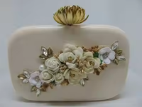 Sac à main en résine bohème à la mode, design unique personnalisé, fait à la main, avec chaînes, forme personnalisée, artisanat en forme de croissant