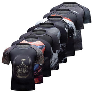 Mma Rashguard pour hommes Jiu Jitsu T-Shirts Short Sleeve Fitness Kickboxing Bjj Rash Guard T-Shirts Top - Product Image 1