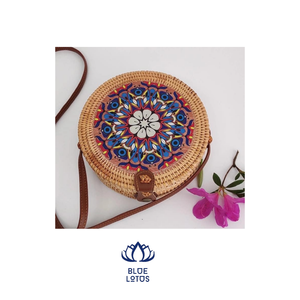 Bolsa de playa de ratán Vali Circle Vintage marrón hecho a mano moderno personalizado patrón Simple flor mujer llevar - Product Image 6