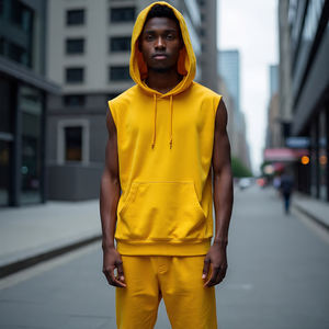 Entraînement Muscle Fit débardeur à capuche hommes athlétique sans manches Singlet capuche hommes Gym Fitness pull sans manches débardeur hommes - Product Image 3