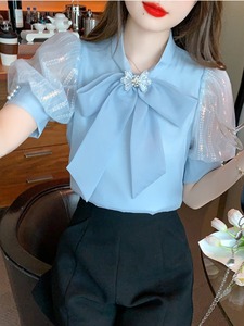 เสื้อชีฟองสีขาวแขนยาวผู้หญิงสไตล์เกาหลี ไซส์ฟรี คอลเลคชั่นฤดูใบไม้ผลิ - Product Image 5