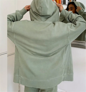 Personalizado de algodón pesado liso de manga larga sudadera de diseño de alta calidad bordado pulóver polar mujeres Sassy Zip Hoodies - Product Image 4