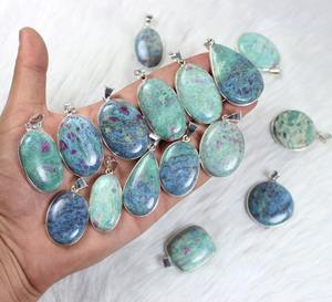 จี้พลอยทับทิมธรรมชาติในหินฟัดไซต์ขายส่งจี้ชุบเงินหนามเตยเครื่องประดับจี้เพชรเม็ดทับทิมขนาดผสม - Product Image 5