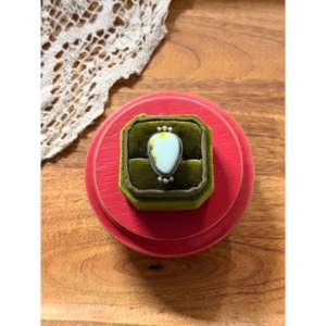 Scott Skeets Boho <b>Statement</b> <b>Ring</b> Palomino Variscite & Sterling <b>Silver</b> Cut Animal Pattern Vermeil Plating Size 7 Everyday Wear - Product Image 1