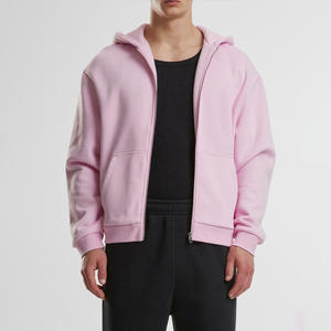 Sweat à capuche zippé à manches longues de style européen pour hommes 100% pull en coton doux Streetwear avec broderie de logo personnalisé commande en gros - Product Image 1