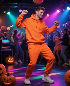 Chándal de lana de algodón 500GSM de lujo para hombre con capucha azul marino panel blanco con logotipo bordado conjunto de pantalones de invierno Premium - Product Image 3