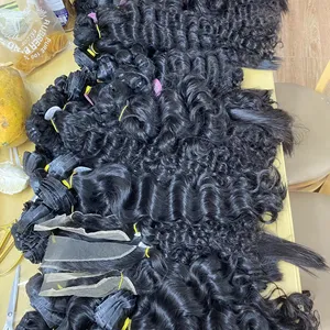 Top vendita del prodotto naturale ondulato prezzo all'ingrosso, vergine umano vietnamita estensione dei capelli pronto per la spedizione