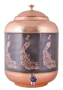 Hammered Finished Copper Water <b>Container</b> with Anti-corrosion Coating Dishwasher Safe & Lid for Kitchen Home Hotel Restaurants - Product Image 2