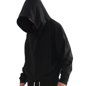 Sudadera con capucha para hombre, estilo cropped, oversize, de corte holgado, con estampado en relieve, de felpa francesa, con capucha grande, de peso pesado y hombros caídos - Product Image 4