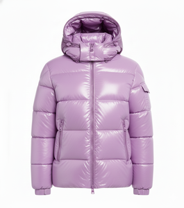 VARSITY SPORTS GEAR Lavender Custom Casual <b>Men's</b> Woolen Puffer <b>Jacket</b> <b>Lightweight</b> Hooded Zipper Breathable Eco-Friendly Winter - Product Image 1