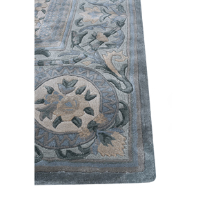 Tapis tuftés à la main Kora en laine et viscose, modèle Top-179, à poils longs et moelleux, pour la maison, la chambre, le salon, le couloir, motif médaillon rectangulaire - Product Image 4