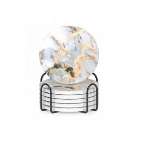 Modern Marble <b>Ceramic</b> <b>Coasters</b> Set of 6 With Holder Decorative Table Top <b>Coasters</b> for Drinks Marble <b>Coaster</b> Set for Coffee Table - Product Image 4