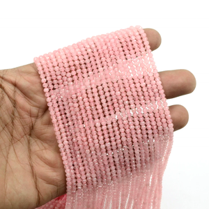 AAA Natural Rose Quartz Faceted Rondelle Beads 3mm Machine Cut Rose Quartz Rondelle Beads - Product Image 1