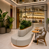 Ensemble de meubles modernes pour café et restaurant commercial, table ronde en bois et chaises en rotin tressé, canapés de luxe pour café