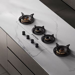 Table de cuisson à gaz domestique de classe commerciale, quatre brûleurs, avec allumage électronique à pile, encastrable, en verre, disponible en version manuelle - Product Image 6