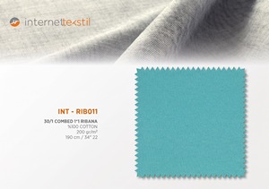 GRIMELANGE Tissu en coton peigné 100% 30/1, maille côtelée 1x1, 200 GSM, 190 cm pour vêtements - Product Image 1