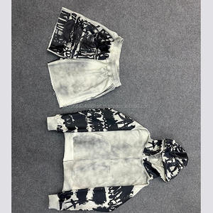 Survêtements surdimensionnés à logo personnalisé sweat à capuche de sport en coton avec fermeture éclair short de survêtement ensemble de jogging ensemble short et sweat à capuche pour hommes - Product Image 2