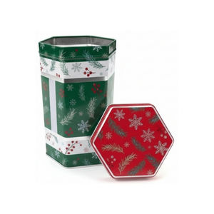 Decorative Hexagon <b>Tinplate</b> Box for Chocolates and Cookies Custom Printed Packaging Container with Custom Color Food Grade - Product Image 1
