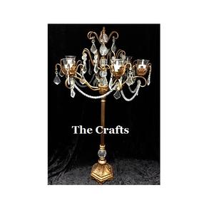 Candélabre en laiton de conception antique avec cristal Bougeoir de pièce maîtresse à 5 bras de meilleure qualité pour les mariages Utilisation d'hôtel de Noël - Product Image 6