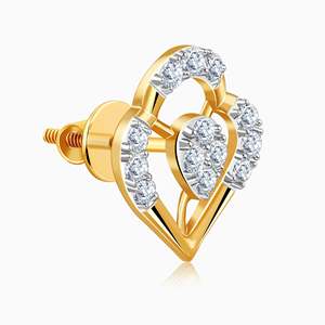 Pendientes de tuerca de diamante de corte princesa, pétalo de oro, estilo Vintage, 14K/18K, Amarillo/chapado en oro rosa, forma de tornillo con patrón de estrella - Product Image 2