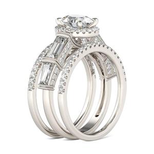 Jeulia ชุดแหวนเซอร์คอนทรงรีทรงรีรัศมีเงินสเตอร์ลิงชุบทอง - Product Image 3