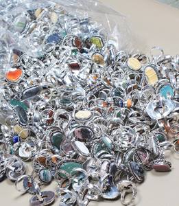 จำนวนมากจำนวนมากแหวนเงินทำด้วยมือคริสตัลสารพันฮิปปี้โบโฮหินธรรมชาติรูปร่างผสมขนาดแหวนหินเครื่องประดับแฟชั่น - Product Image 5