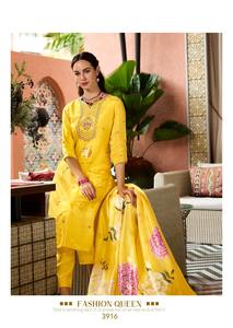 Dernier ensemble de créateur Style moderne Haute demande Tissu de soie pure Shimmer Kurti Pant & Dupatta With Hand Work Woman Fashion - Product Image 4