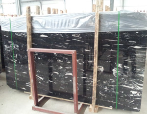 Pierre naturelle Dragon argenté Marbre noir de Chine Portoro Marbre argenté poli Grandes dalles Carreaux Comptoirs de cuisine Tops Vanity Tops - Product Image 3