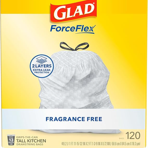 Glad ForceFlex Heavy Duty Biodegradable Plastic Large Tall Kitchen Drawstring Trash <b>Bags</b> 13 Gal Scent Free 120 Ct - Product Image 6