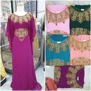 2022 Design marocain traditionnel dubaï Farasha caftan belles perles de pierre rouge travail manuel longue robe musulmane de Style modeste - Product Image 2