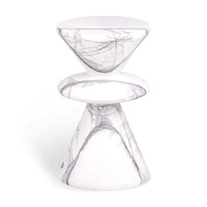 โต๊ะปลายหินอ่อนสีขาวทรงกลมสำหรับบ้านโรงแรมหรูหราโต๊ะข้างห้องนั่งเล่นใช้โต๊ะข้าง - Product Image 3