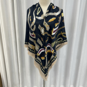 Wholesale Black <strong>Women</strong> Fancy Viscose Square Cotton <strong>Scarf</strong> With Fringe Patterns Spring Summer <strong>Scarf</strong> With Light Tassel <strong>Grey</strong> - Product Image 4