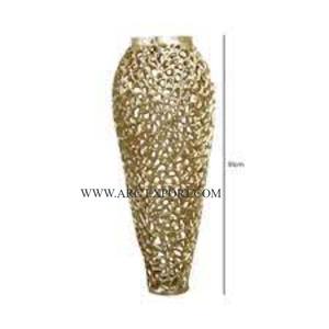 Maceta y jarrones de aluminio de color dorado de primera calidad, jarrones de suelo para bodas y eventos, jarrones y macetas decorativas para mesa de granja - Product Image 1