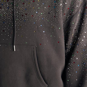 Sweat à capuche pour homme orné de strass, en coton premium, polaire épais, logo personnalisé, streetwear de luxe, fournisseur OEM ODM - Product Image 5