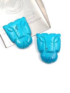 Piedra turquesa Natural talla de cara de tigre piedra preciosa suelta para la fabricación de joyas turquesa tallada piedra preciosa Animal encantos cristales - Product Image 2