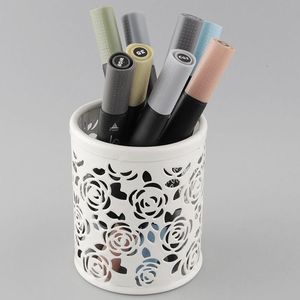 Industrial Iron Metal Round <b>Pen</b> Pencil Holder Nickel Finish Lightweight Contemporary Design for Home Office Desktabletop Decor - Product Image 6