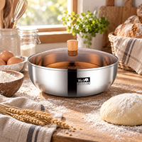 Bol mélangeur à pâte en acier inoxydable 3 plis grande capacité pour boulangerie, restaurant et préparation alimentaire