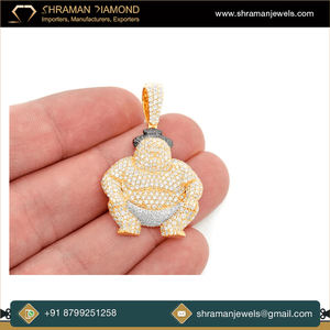 Diseño personalizado totalmente helado 925 Plata Sumo luchador deportes Collar personalizado Hip hop laboratorio crecido diamante Bling colgantes regalo - Product Image 5