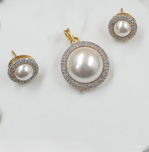TRADITIONAL AMERICAN PENDENT American DIAMOND PENDENT <b>SET</b> & GOLD PLATED CLASSIC PENDENT <b>SET</b> <b>for</b> WOMEN & GIRL and <b>JEWELLERY</b> <b>SET</b> - Product Image 1