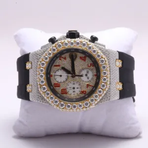 Reloj de Pulsera de Acero Inoxidable Negro con Diamantes Naturales Estilo Hip Hop para Hombre, Diamantes con Claridad VVS Mejorada, Esfera de Cristal de Alta Calidad - Product Image 1