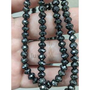 Perles de diamant noir AAA+ 6 mm, 100% naturelles, qualité excellente, diamants facettés rares, bijoux en diamants en vrac - Product Image 1