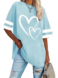 Camiseta de Punto de Manga Corta Personalizada, Holgada, Informal, Elegante, con Cuello en V, de Spandex/Poliéster, para Mujer de Talla Grande, 160 g, Primavera/Verano - Product Image 5